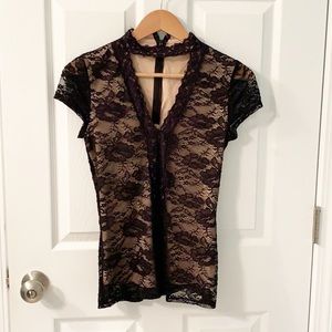 Express Sexy black lace choker top